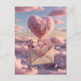 Diseño de postal del corazón flotante de cartas de