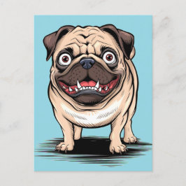Diseño de postales de Bulldog Psycho Crazy Pug