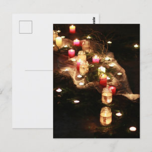 Diseño de postales de ruta iluminada por velas - P