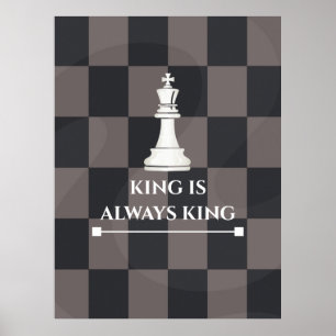 Diseño de Póster de Ajedrez "El Rey Siempre es Rey