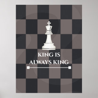 Diseño de Póster de Ajedrez "El Rey Siempre es Rey