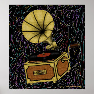 Diseño de poster de arte gramófono vintage de Guay