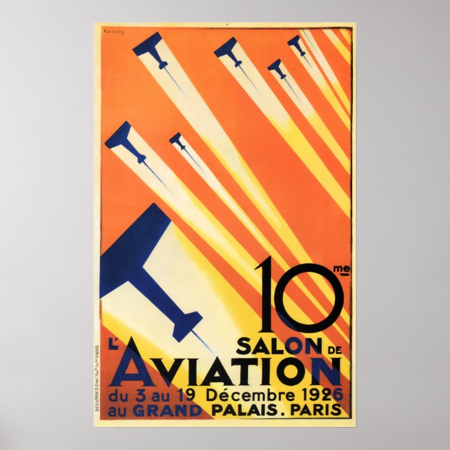 Diseño de póster de época PARIS SALON de AVIATION  (Frente)