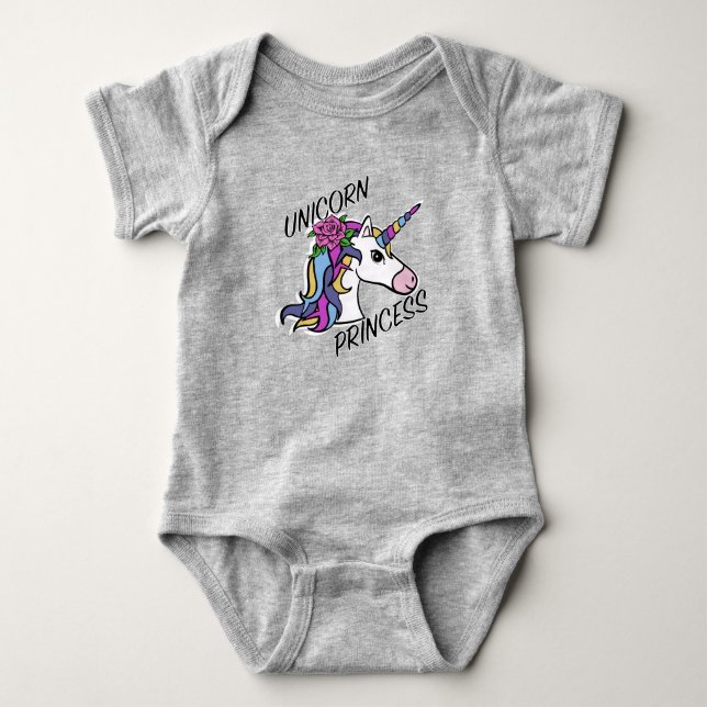 Diseño de Princesa Unicornio - Bodysuit de Jersey  (Anverso)