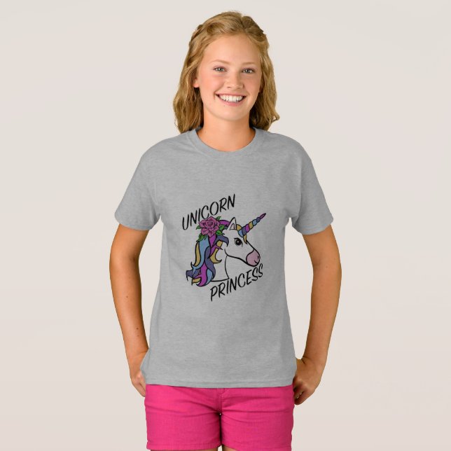 Diseño de princesa unicornio - Camiseta básica par (Anverso completo)