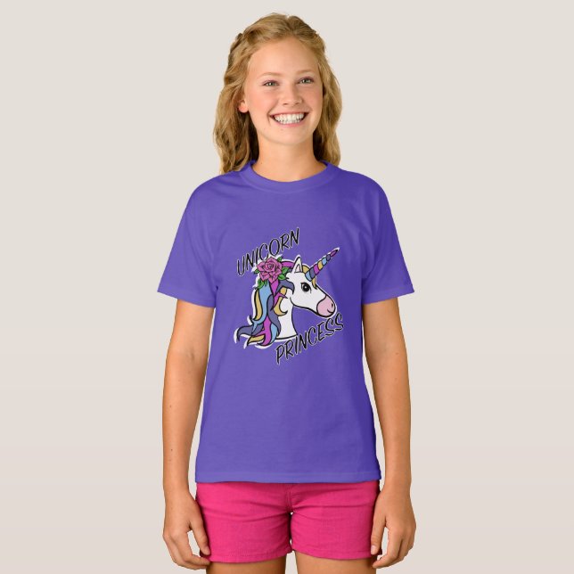 Diseño de princesa unicornio - Camiseta básica par (Anverso completo)