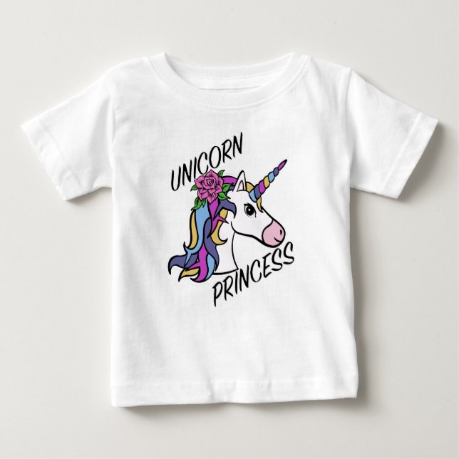 Diseño de Princesa Unicornio - Camiseta de bebé de (Anverso)