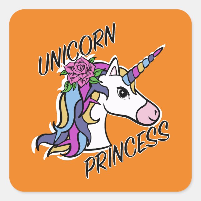 Diseño de princesas de unicornio - Pegatinas cuadr (Anverso)