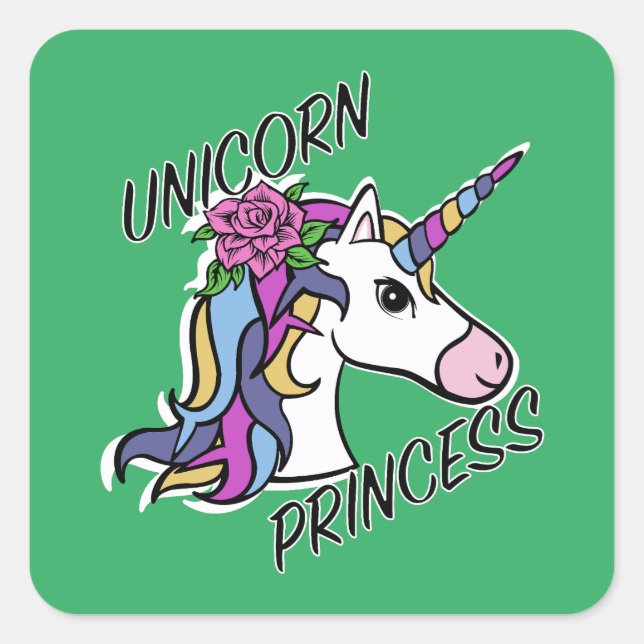 Diseño de princesas de unicornio - Pegatinas cuadr (Anverso)
