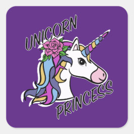 Diseño de princesas de unicornio - Pegatinas cuadr