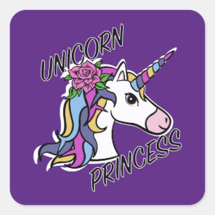 Diseño de princesas de unicornio - Pegatinas cuadr