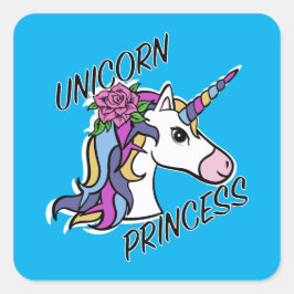 Diseño de princesas de unicornio - Pegatinas cuadr