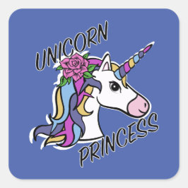 Diseño de princesas de unicornio - Pegatinas cuadr