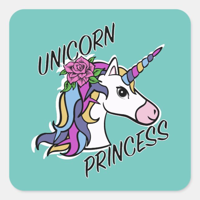 Diseño de princesas de unicornio - Pegatinas cuadr (Anverso)