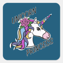 Diseño de princesas de unicornio - Pegatinas cuadr