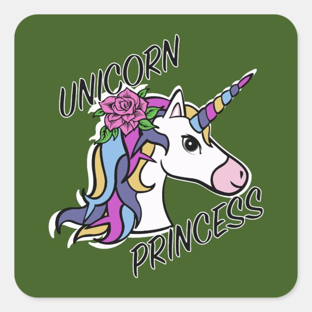 Diseño de princesas de unicornio - Pegatinas cuadr (Anverso)