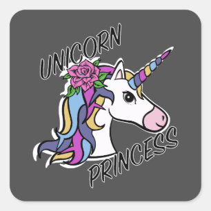 Diseño de princesas de unicornio - Pegatinas cuadr