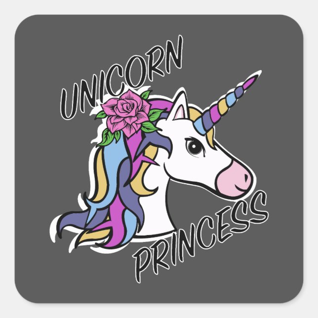 Diseño de princesas de unicornio - Pegatinas cuadr (Anverso)