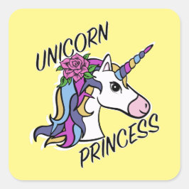 Diseño de princesas de unicornio - Pegatinas cuadr