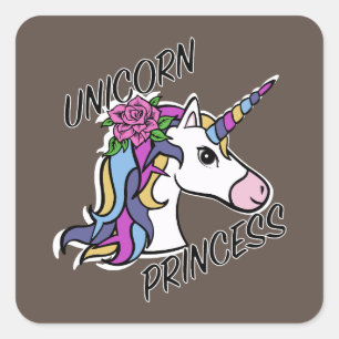 Diseño de princesas de unicornio - Pegatinas cuadr