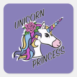 Diseño de princesas de unicornio - Pegatinas cuadr
