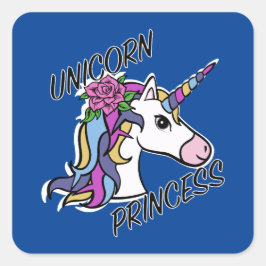 Diseño de princesas de unicornio - Pegatinas cuadr