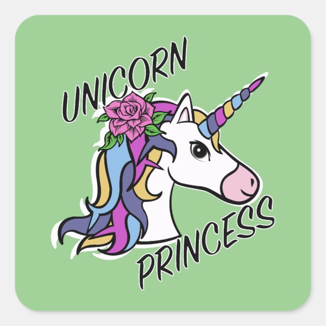 Diseño de princesas de unicornio - Pegatinas cuadr (Anverso)