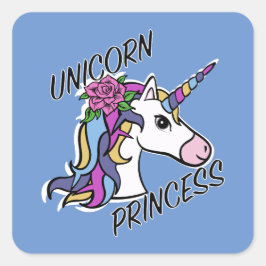 Diseño de princesas de unicornio - Pegatinas cuadr