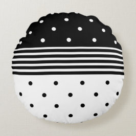 Diseño De Punto Blanco Y Negro - Ronda De Cojín de