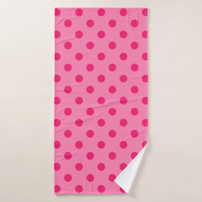 Diseño De Puntos De Polka Rosado En Pink (Toalla de baño)