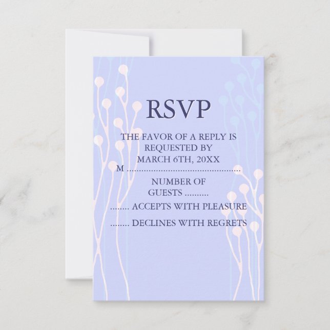 Diseño de ramita azul y blanco RSVP (Anverso)