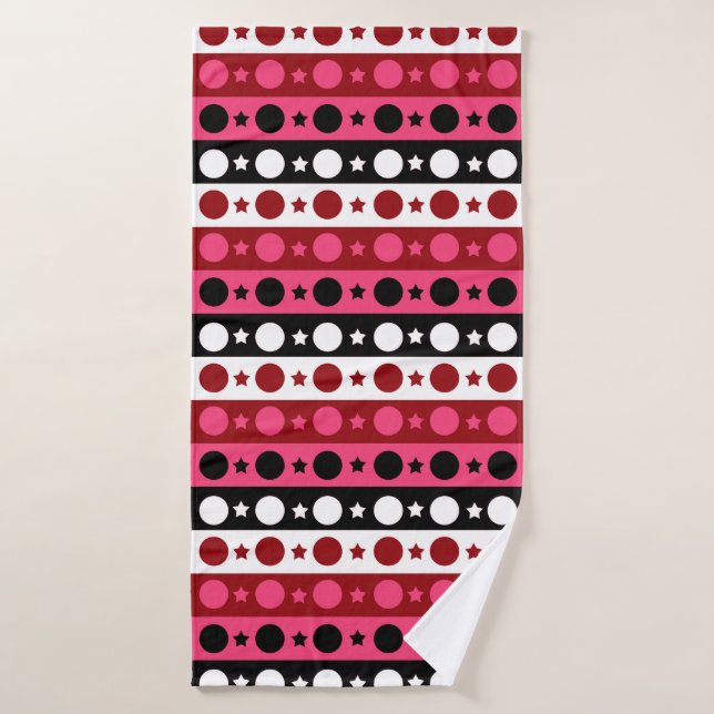 Diseño de rayas de círculo blanco rosado (Toalla de baño)