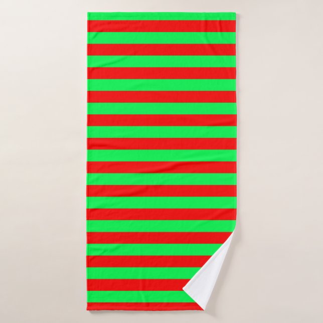 Diseño de rayas rojas y verdes (Toalla de baño)
