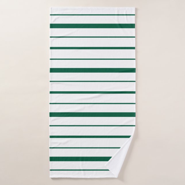 Diseño de rayas verdes sobre fondo blanco (Toalla de baño)