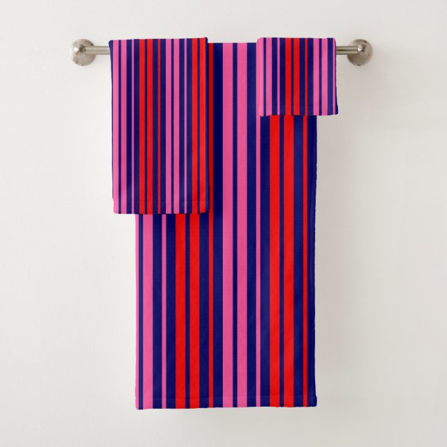 Diseño de rayas verticales rosa rojo azul marino   (In situ)