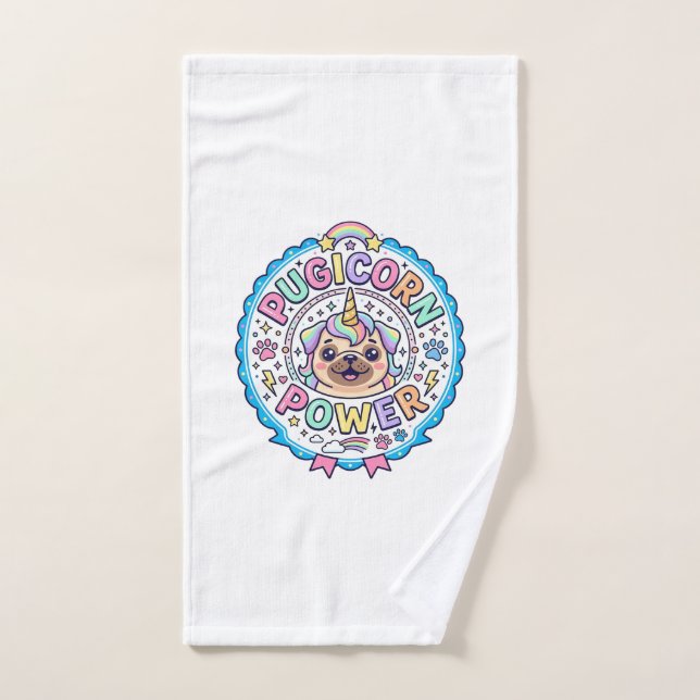 Diseño de regalo divertido y lindo poder Pugicorn  (Toalla de mano)
