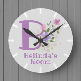 Diseño de reloj de dormitorio infantil con nombre 