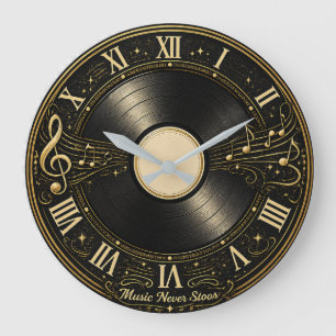 Diseño de reloj de pared de notas musicales de vin