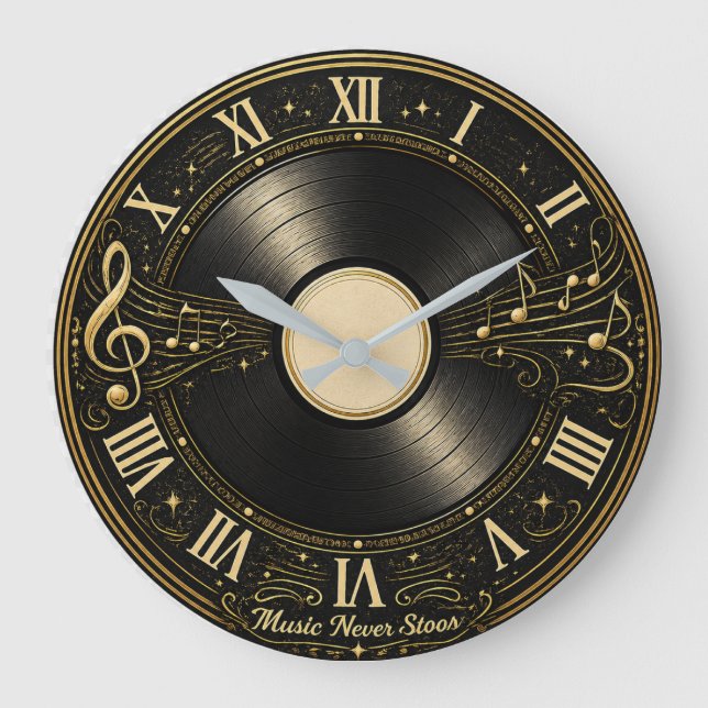 Diseño de reloj de pared de notas musicales de vin (Anverso)