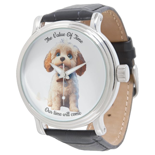 Diseño de reloj de porcino blanco Perro lindo - (Angular)