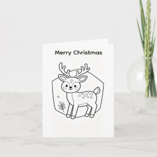 Diseño de reno de tarjeta de Navidad para colorear