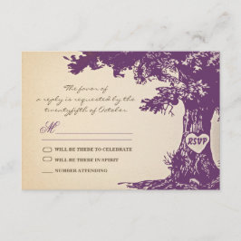 diseño de respuesta de boda vintage de ciruela árb