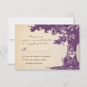 diseño de respuesta de boda vintage de ciruela árb
