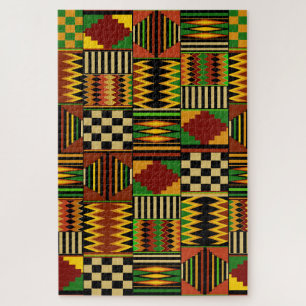diseño de rompecabezas de tela Kente real de Áfric
