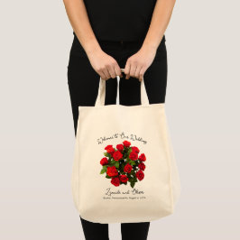 Diseño de rosas rojas de la bolsa de bienvenida de