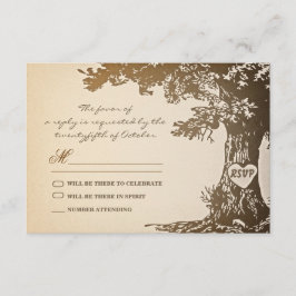 diseño de rsvp de boda de árbol antiguo vintage