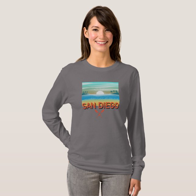 Diseño de San Diego - Camiseta básica de manga lar (Anverso completo)