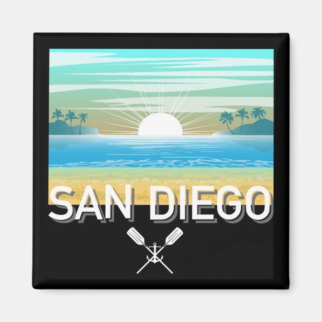 Diseño de San Diego - imán cuadrado (Frente)