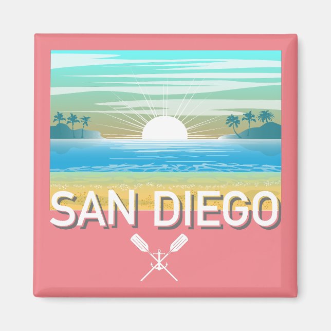 Diseño de San Diego - imán cuadrado (Frente)