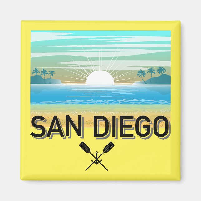 Diseño de San Diego - imán cuadrado (Frente)